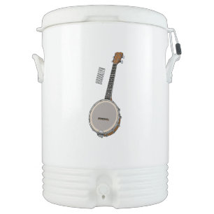 Banjo cartoon illustration beverage cooler