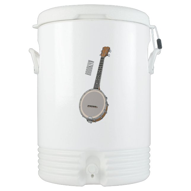 Banjo cartoon illustration beverage cooler (Front)