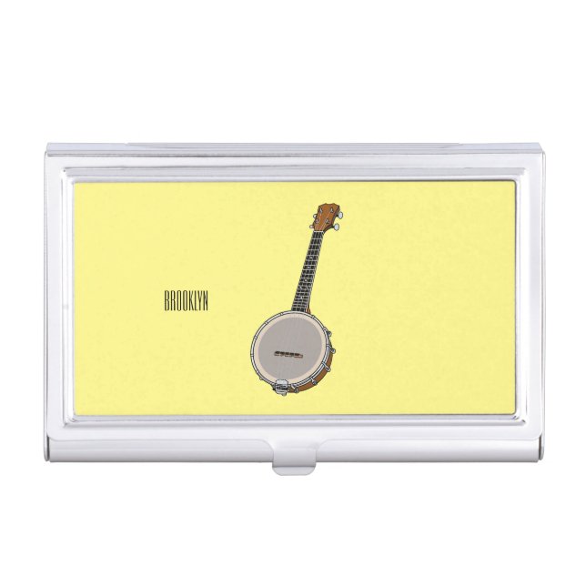 Banjo cartoon illustration  business card case (Front)