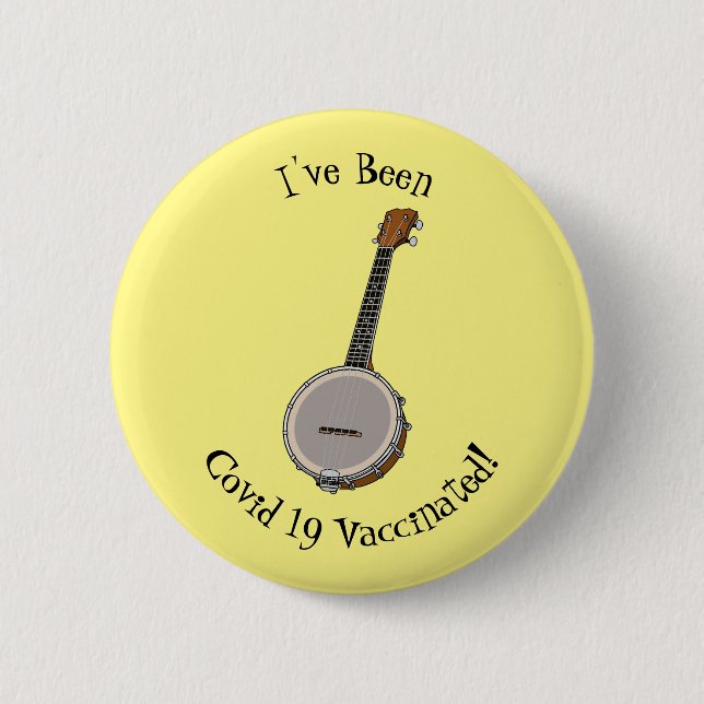 Banjo cartoon illustration button (Front)
