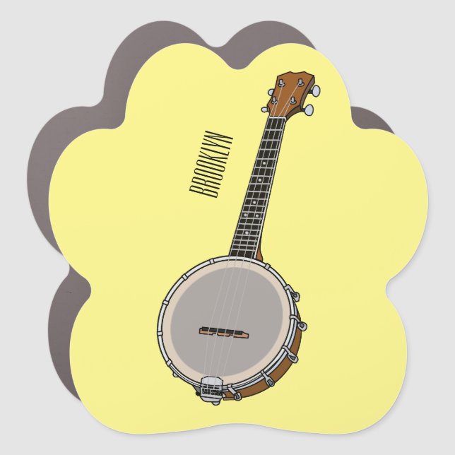Banjo cartoon illustration  car magnet (Front)