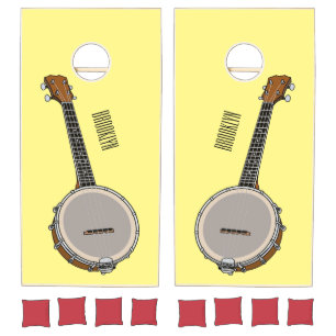 Banjo cartoon illustration  cornhole set