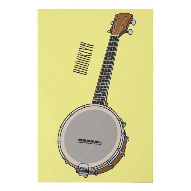 Banjo cartoon illustration  faux canvas print (Front)