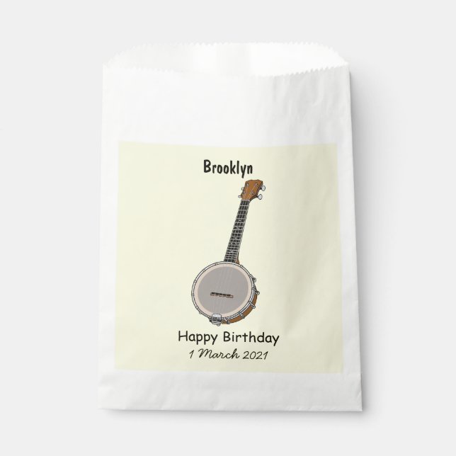 Banjo cartoon illustration favor bag (Front)