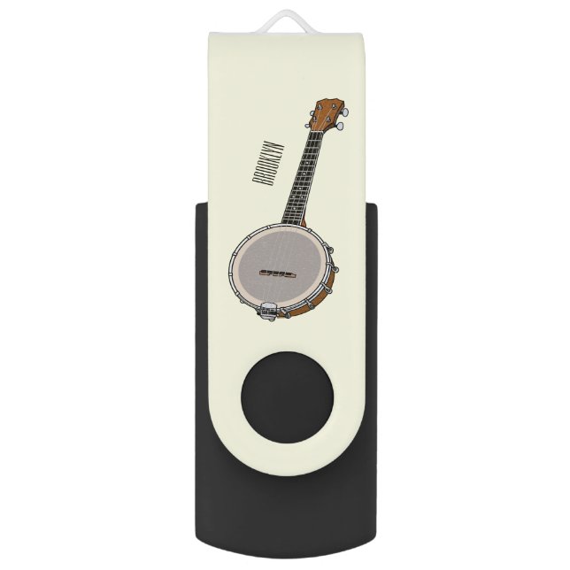 Banjo cartoon illustration  flash drive (Front Vertical)