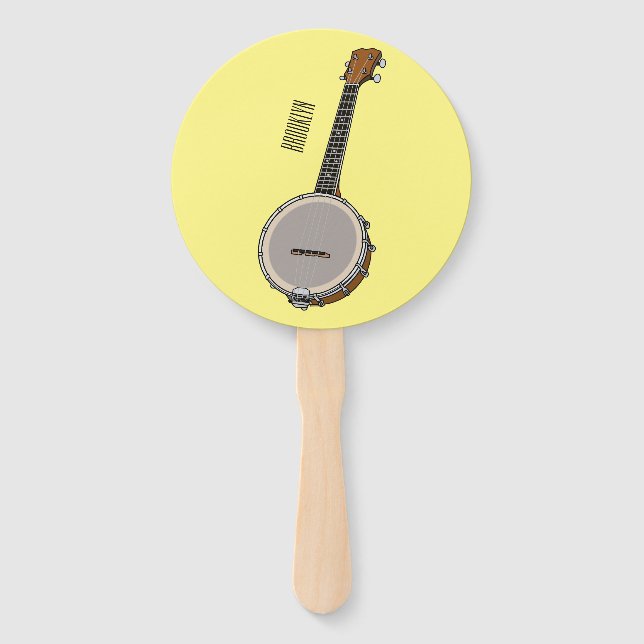 Banjo cartoon illustration  hand fan (Front)