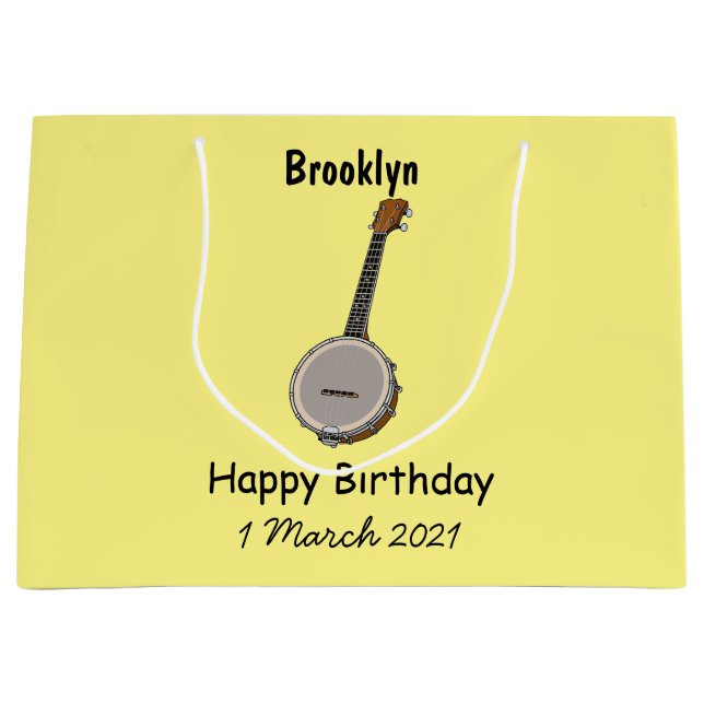 Banjo cartoon illustration large gift bag (Front)