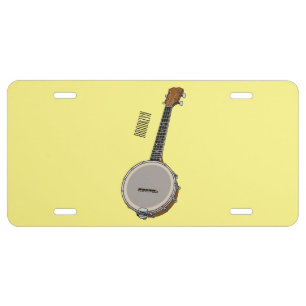 Banjo cartoon illustration  license plate