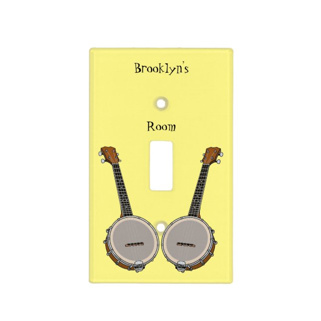 Banjo cartoon illustration light switch cover (Front)