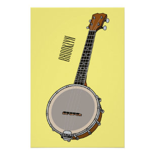 Banjo cartoon illustration poster