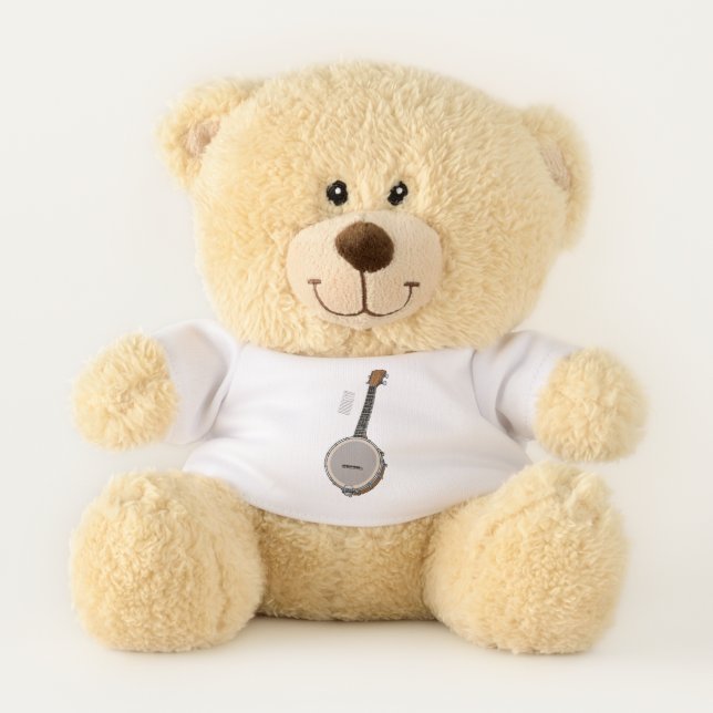 Banjo cartoon illustration  teddy bear (Front)