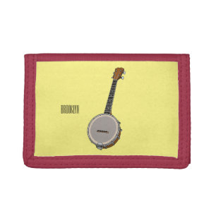 Banjo cartoon illustration tri-fold wallet