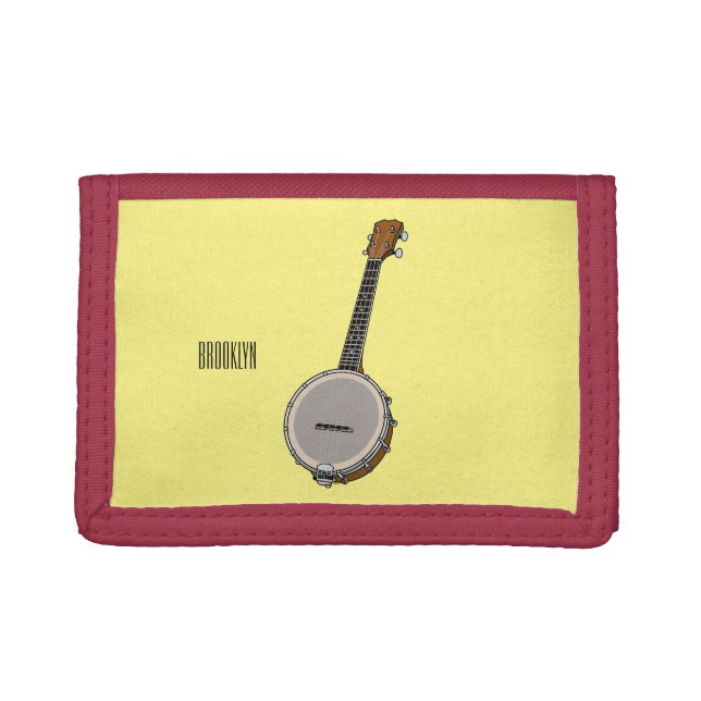 Banjo cartoon illustration  trifold wallet (Front)