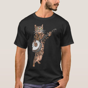 Banjo Cat Funny Bluegrass Country Folk Music Vinta T-Shirt