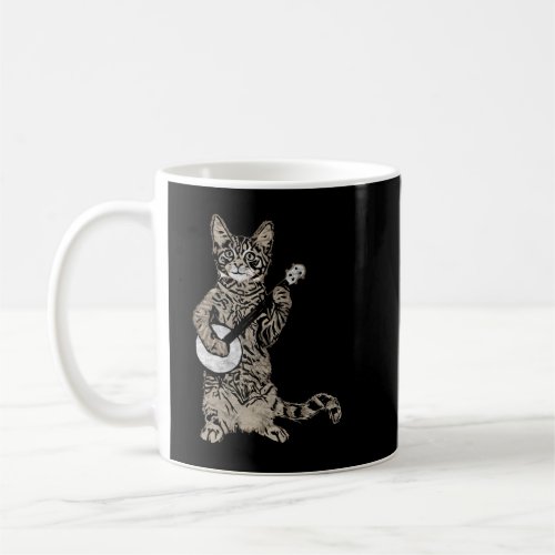 Banjo Cat _ Funny Retro Style Bluegrass  Tabby Ca Coffee Mug