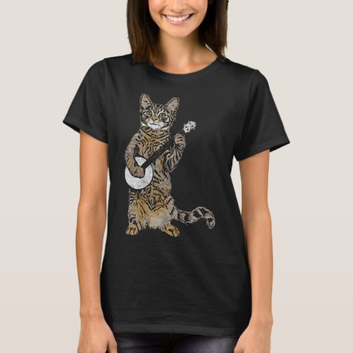 Banjo Cat _ Funny Retro Style Bluegrass  Tabby Ca T_Shirt