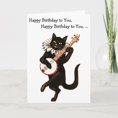 Banjo Cat Happy Birthday to You Card