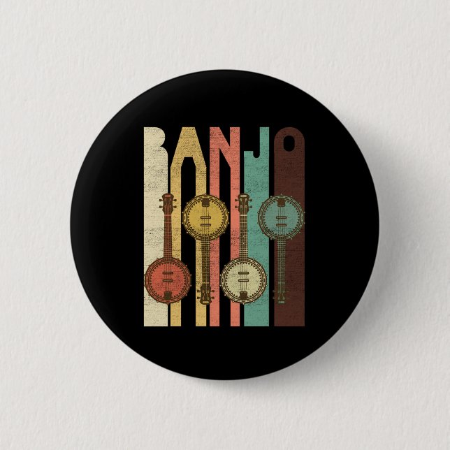 Banjo Country Music Instrument Bluegrass Band Gift Button (Front)