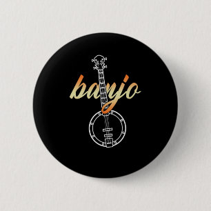 Banjo Country Music Instrument Mandolin Band Gift Button