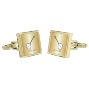 Banjo Design Personalised Square Cufflinks