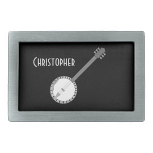 Banjo Design Rectangular Belt Buckle