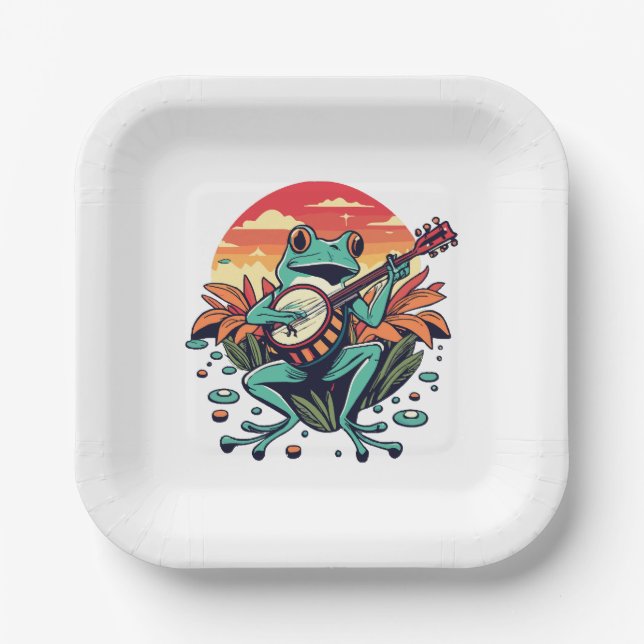 Banjo Frog Paper Plates (Front)