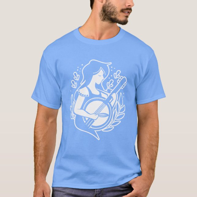 Banjo Girl Cartoon Look friend T-Shirt (Front)