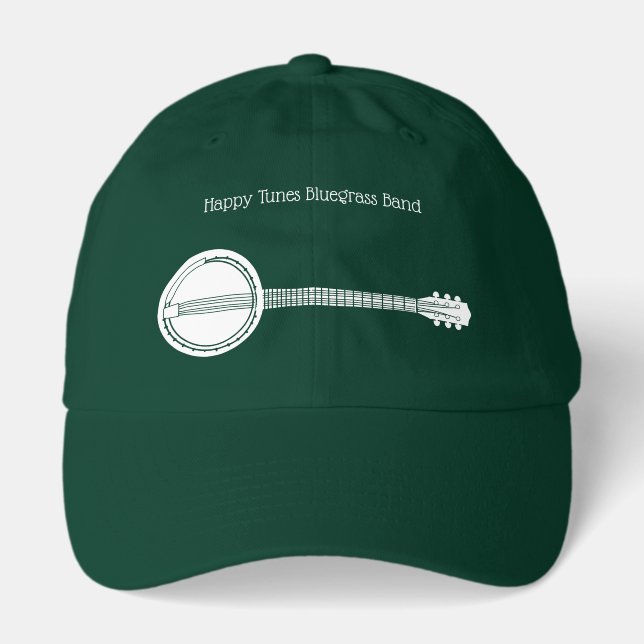 Banjo Graphic Bluegrass Themed Custom Text Hat (Front)