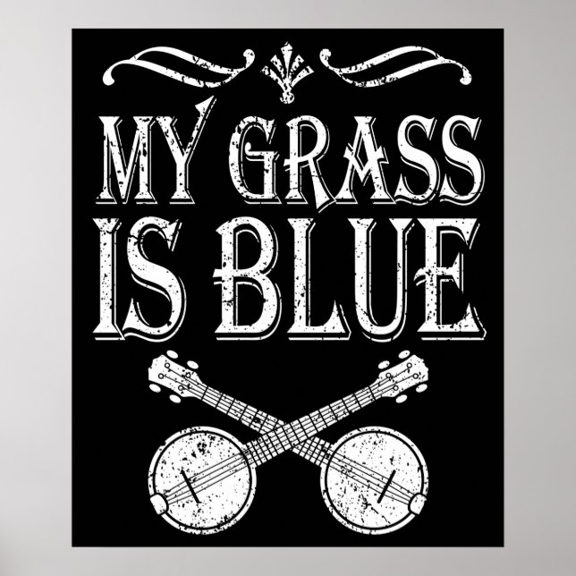 Banjo Heartbeat Bluegrass Gift Country Music Banjo Poster (Front)