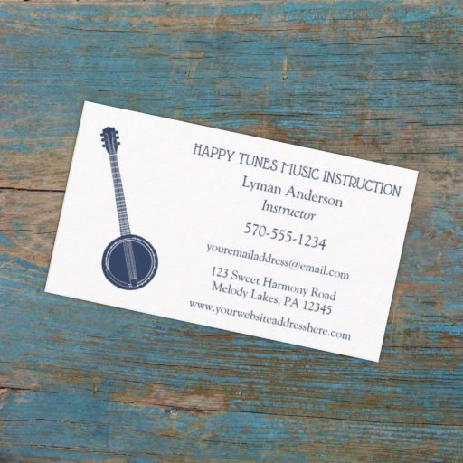 Customizable Banjo Instructor Teacher Bluegrass Musician Custom Business Card