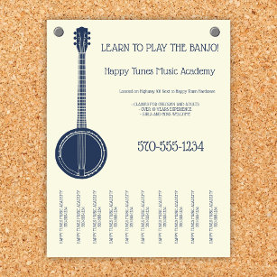 Banjo Lessons Music Teacher Tear Off Strips Flyer