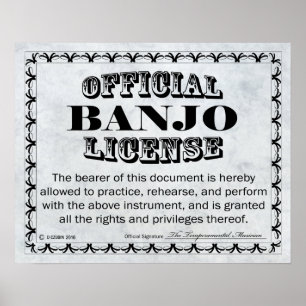 Banjo License Poster