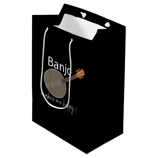 Banjo Makes Me Happy Medium Gift Bag (Front Angled)