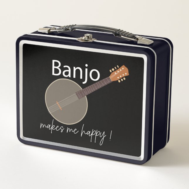 Banjo Makes Me Happy  Metal Lunch Box (Front)