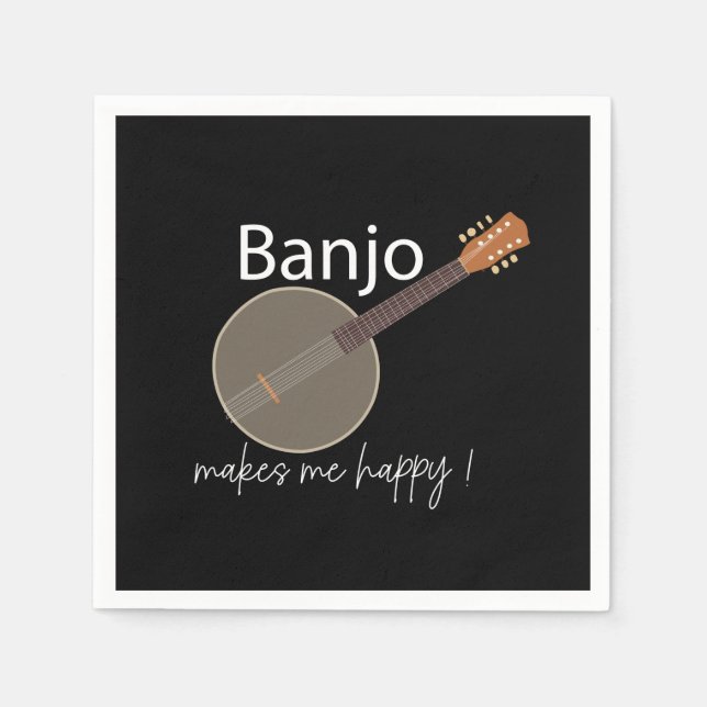 Banjo Makes Me Happy Musical Party Napkins (Front)