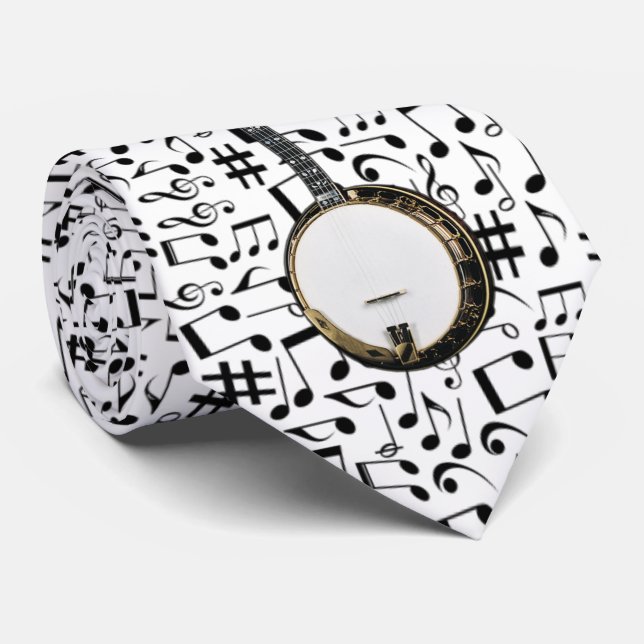 BANJO--MOST POPULAR BACKGROUND NECK TIE (Rolled)