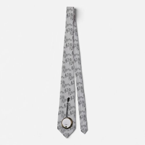 BANJO  MULTI_MUSIC NOTES NECK TIE