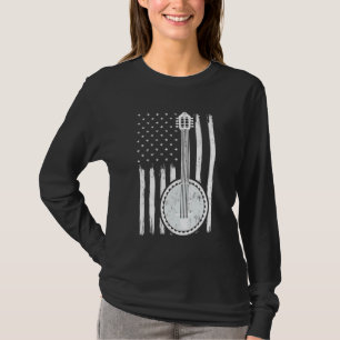 Banjo Music American Flag Banjo Guitar T-Shirt