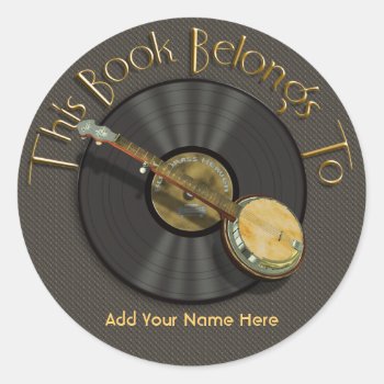 Banjo Music Bookplate Stickers by Specialeetees at Zazzle