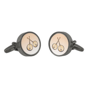 Banjo Music Instrument Orange Cufflinks