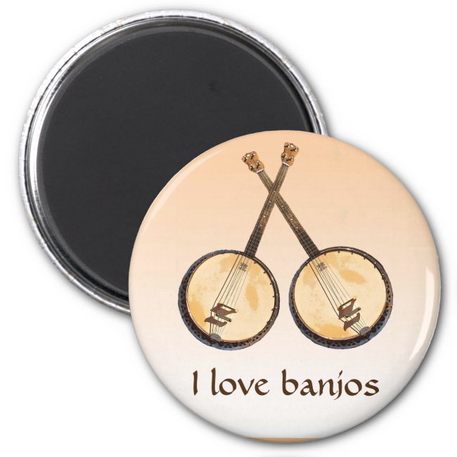 Banjo Music Instrument Orange Magnet