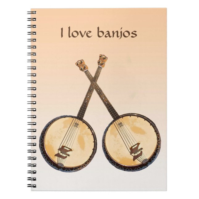 Banjo Music Instrument Orange Notebook (Front)