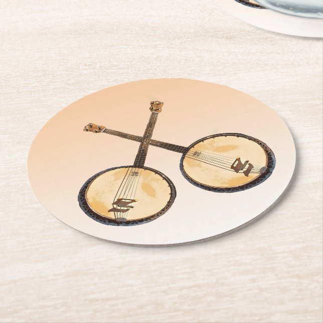 Banjo Music Instruments Paper Coasters (Angled)