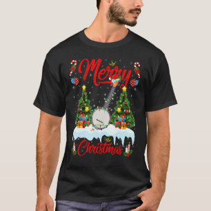 Banjo Music Lights Xmas Tree Santa Banjo Christm T-Shirt