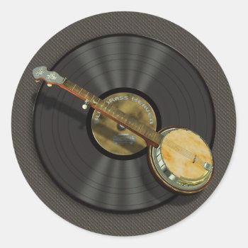 Banjo Music Round Stickers by Specialeetees at Zazzle