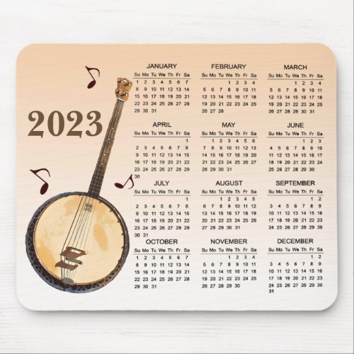 Banjo Musical Instrument 2023 Calendar Mousepad