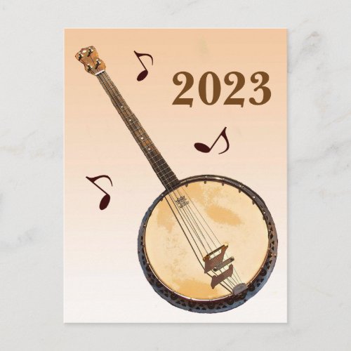 Banjo Musical Instrument 2023 Calendar on Back  Postcard