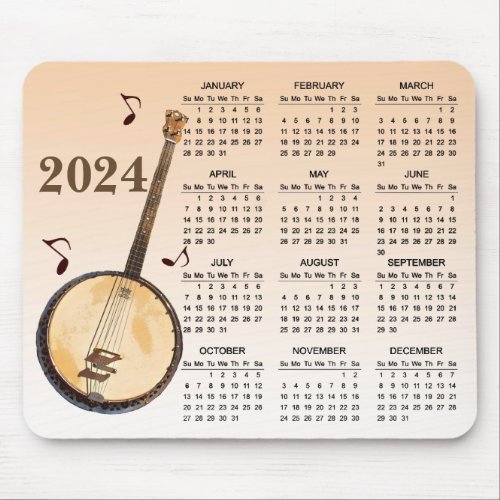 Banjo Musical Instrument 2024 Calendar Mousepad