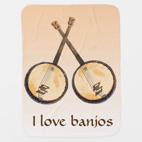 Banjo Musical Instrument Orange Baby Blanket