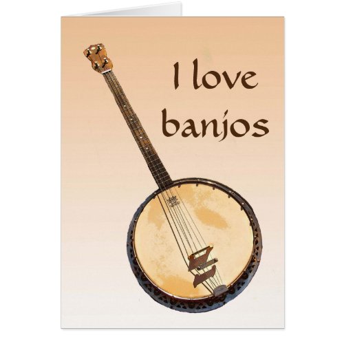 Banjo Musical Instrument Orange Blank Card